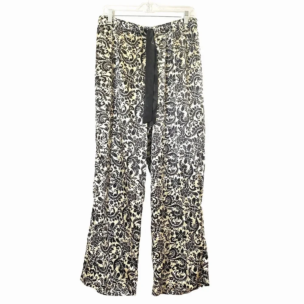 Soft Moments Pajama Satin Lounge Pants Size 14/16 Multicolor Damask Pattern